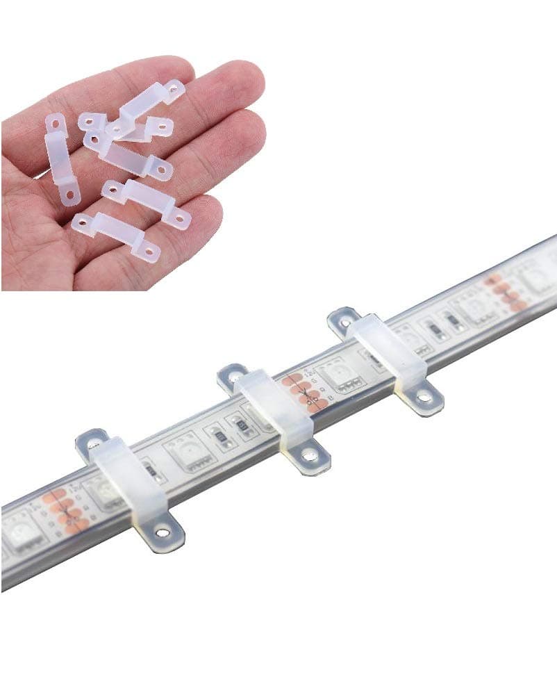 100 Pack LED Strip Light Mounting Brackets LED Strip Light Clips LED Light Strip Holder 200 Screws Included (Ideal for 12mm Wide IP67/68 Waterproof Strip Lights)