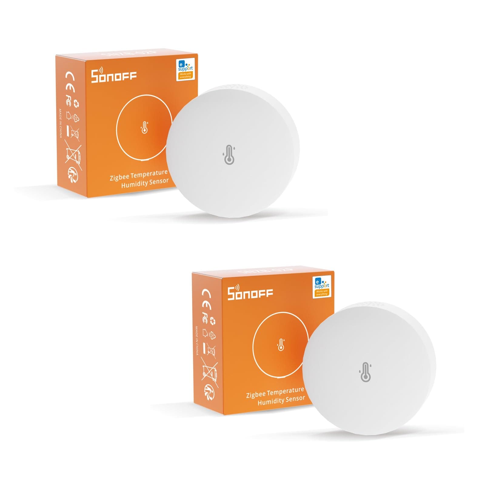 2 Pack SNZB-02P Zigbee Temperature and Humidity Sensor, Smart Temperature Sensor with Comfort Alarm, Zigbee Hygrometer Compatible with Alexa/Google Home/HA/IFTTT, Zigbee Hub Required.