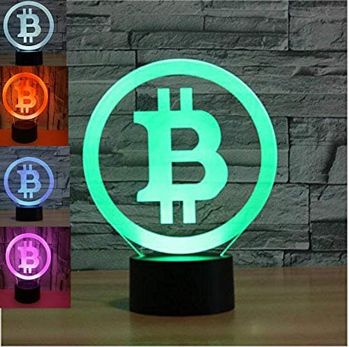3D Bitcoin Night Light Table Lamp Decor Table Desk Optical Illusion Lamps 7 Color Changing Lights LED Table Lamp Xmas Home Love Birthday Children Kids Decor Toy Gift