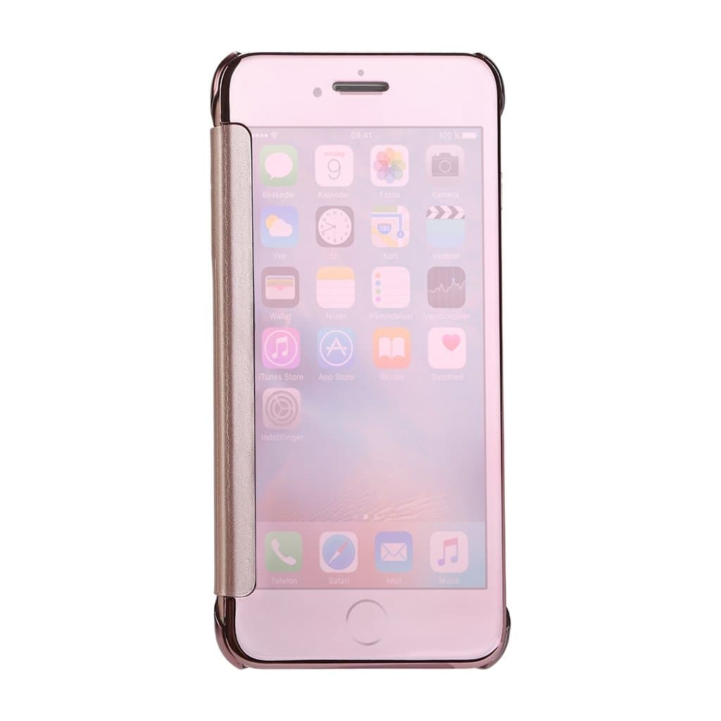 iMusi iPhone 7 Plus Cases/iPhone 8 Plus Cases, Mirror Smart Clear Transparent View Window Flip Cover for Apple iPhone 7 Plus/iPhone 8 Plus - Rose Gold