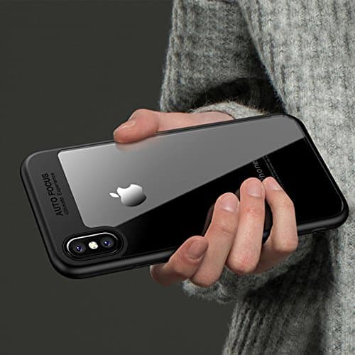 Auto Focus iPhone X case iPhone 10 TPU+PC silicone hard clear back (Black)