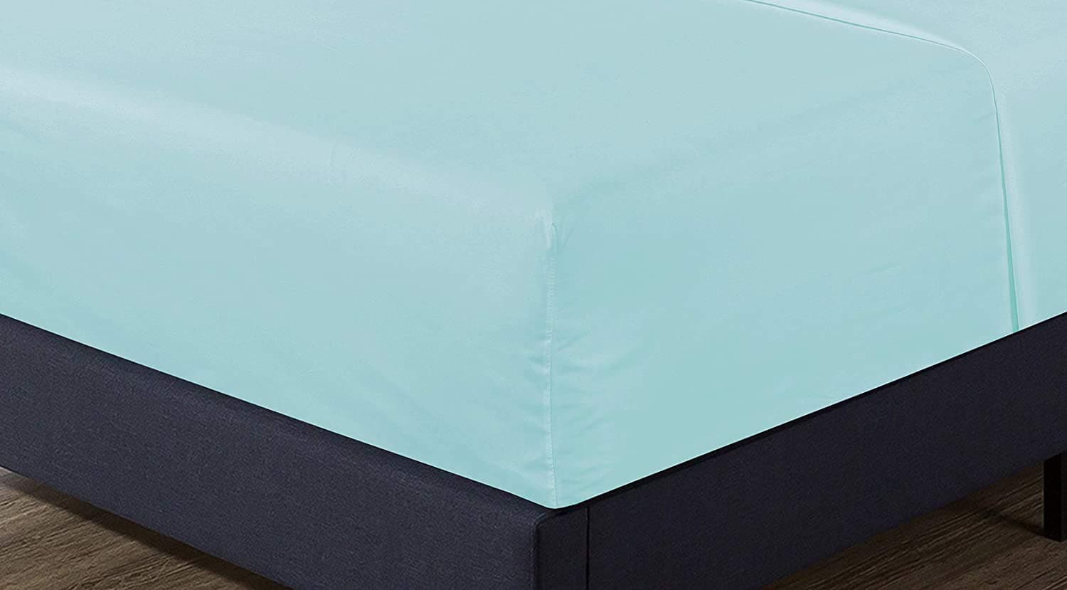 Divine Textiles Fitted Sheet Soft Brushed Microfiber Deep Pockets, Wrinkle, Shrinkage and Fade Resistant Easy Care - 1 Fitted Sheet Only, Twin - Duck Egg