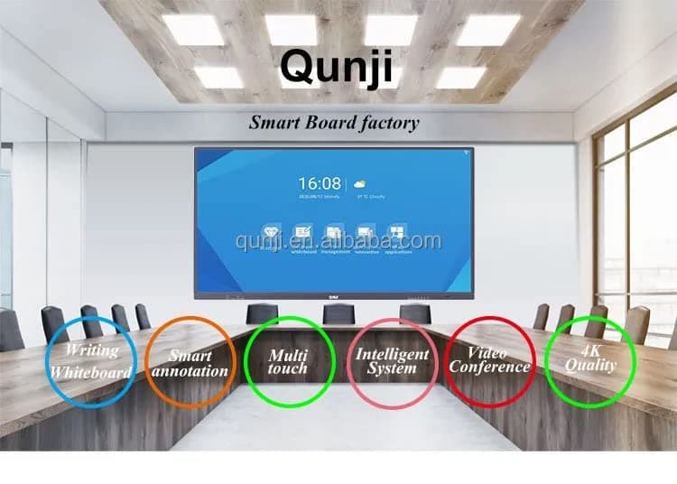 Interactive Smart Whiteboard, android 11 core 4 4K 8 ram128 rom UHD with Wall Mount, built in camera 12 MPixels and 8 arrays microphone Remote Collaboration for Classroom and Businesses (60 KG)