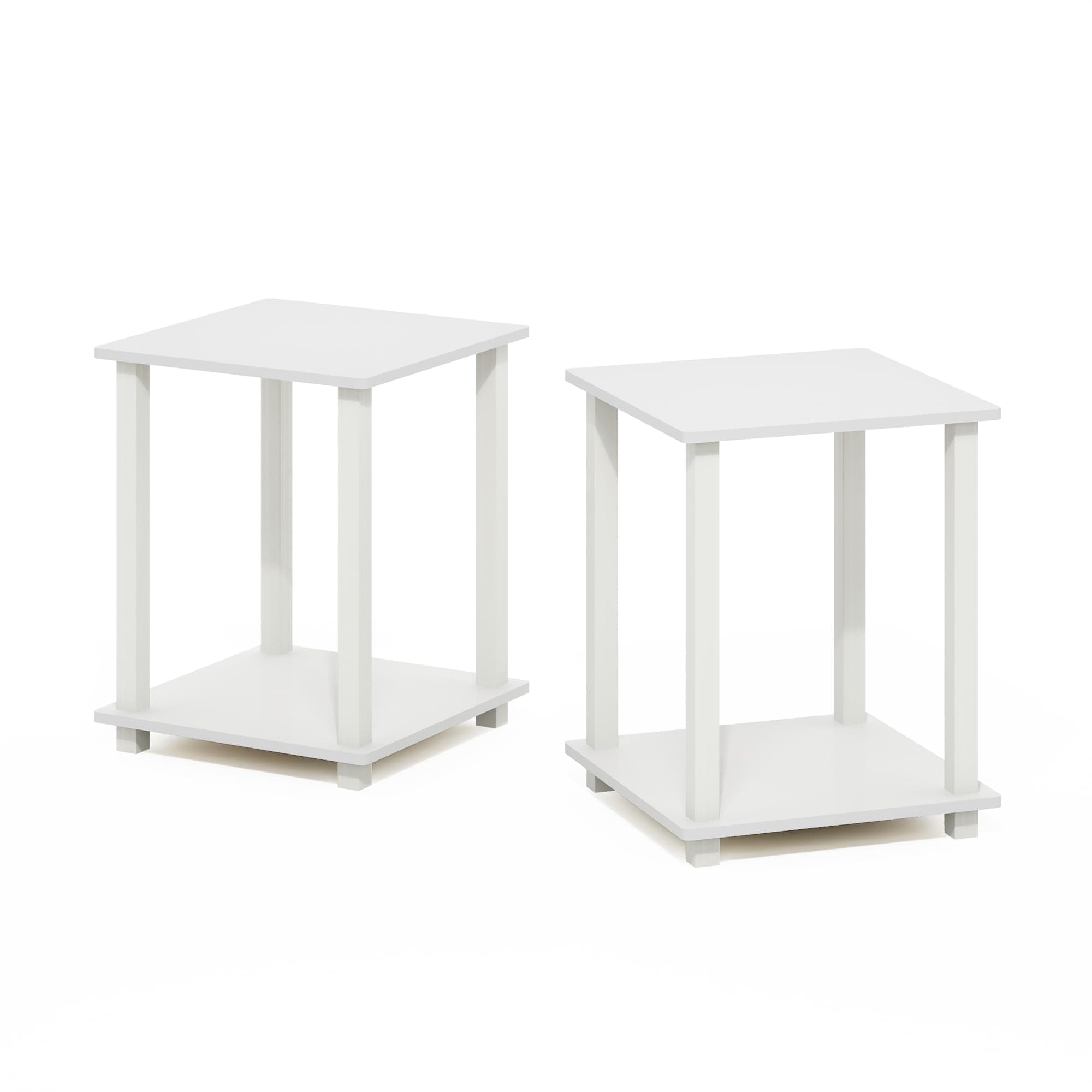 Furinno Simplistic 2-Tier Coffee Table Side Table Set of 2 White/White