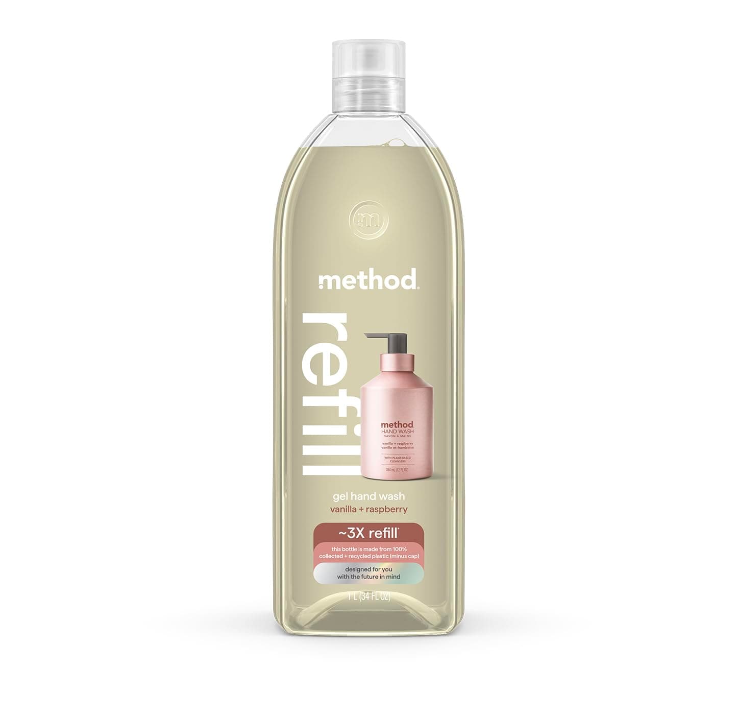 Method Gel Hand Soap Refill, Vanilla + Raspberry, 34 Fl Oz (Pack of 1) (Packaging May Vary)