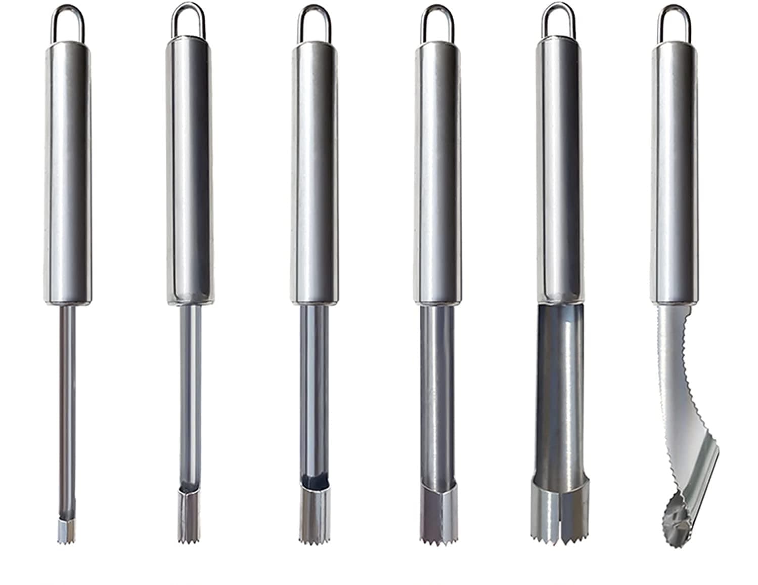 Yiasangly Fruit and Vegetable Corer Tool, Multi-Function Stainless Corer and Pitter Remover Set for Apple, Pear, Cherry, Jujube, Red Dates, Berry, Chili, Jalapeno Pepper, Tomato, potato - 6 Pieces