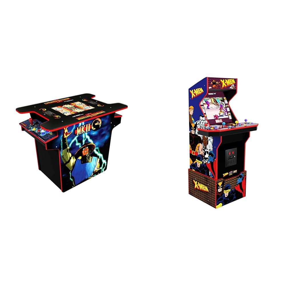 Arcade 1Up Arcade1Up X-Men 4 Player Arcade Machine (with Riser & Stool) - Electronic Games & Mortal Kombat Head-to-Head Arcade Machine, 2 Player Cocktail Style Cabinet for Home