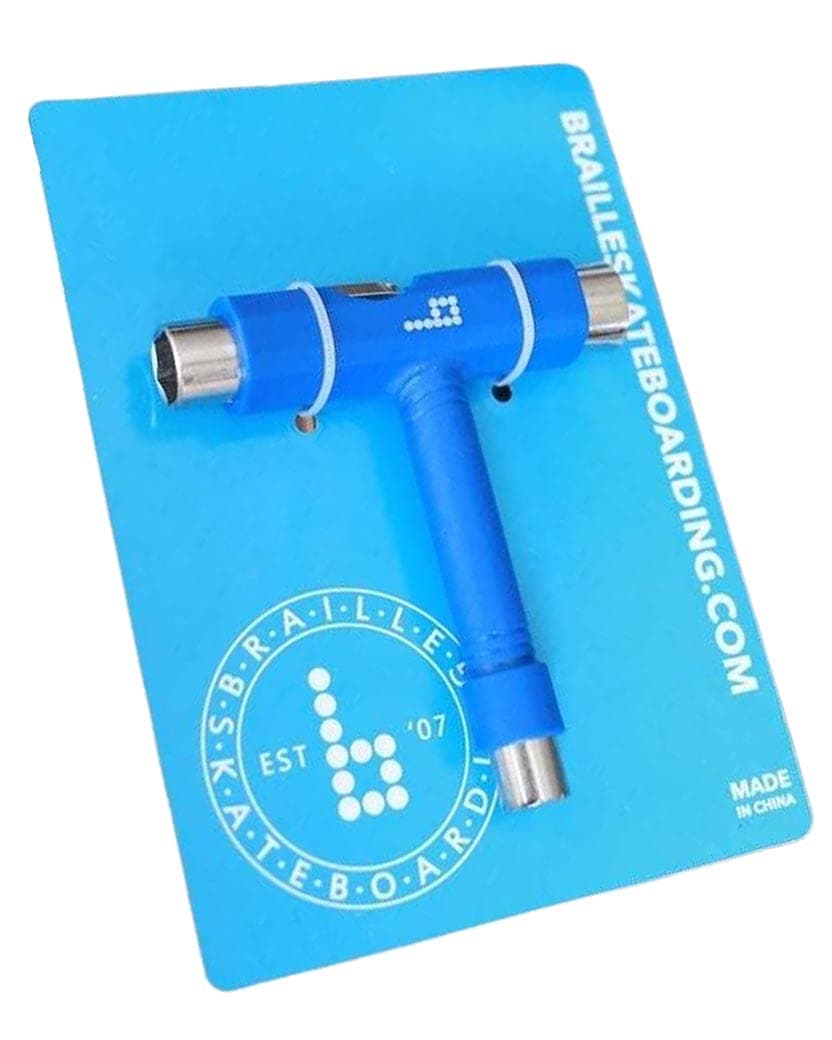 Braille All-in-One Skate Tools Multi-Function Portable Skateboard T Tool Accessory with T-Type Allen Key and L-Type Phillips Head Wrench Screwdriver