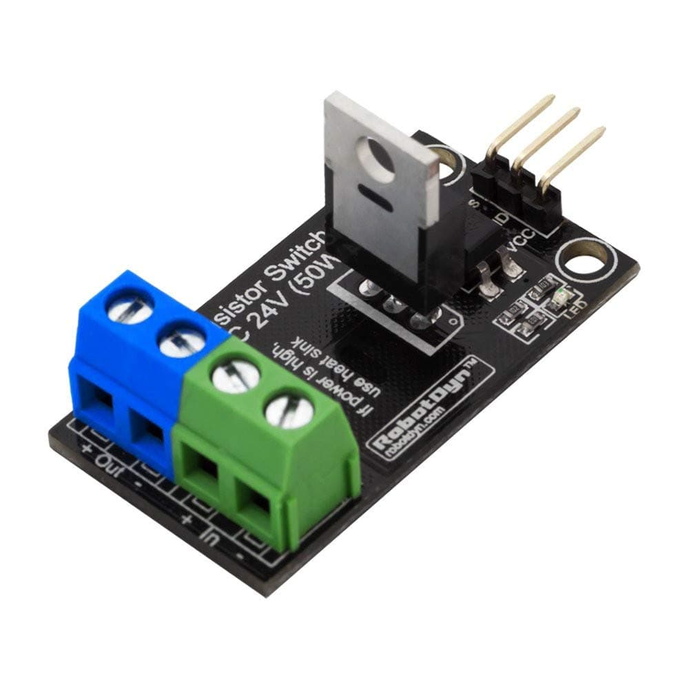 Transistor MOSFET DC Switch Driver Module, 1 Channel, 5V Logic, DC 24V/30A with optoisolator. for Control Power from Arduino, STM32, Raspberry pi (1 PC - Transistor MOSFET Module)