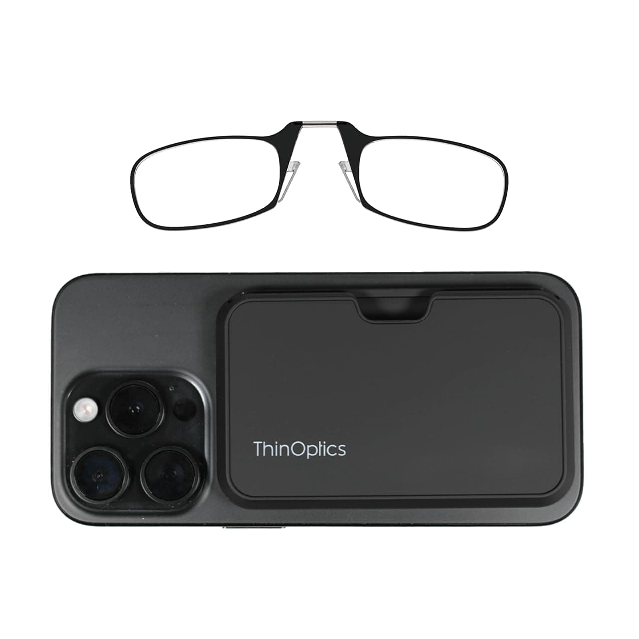 - ThinOptics Readers with Magsafe Compatible Case - Armless On-Nose Reading Glasses - Slim Case Attaches to Phone