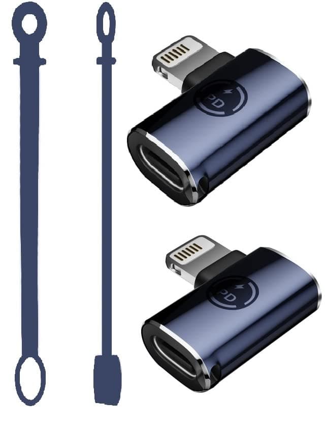 PD 27W USB Type C to iOS Adapter for iPhone 14 13 12 11 Pro Max XR Fast Charging Data Cable Converter (USB C to 8 Pin Adapter, 27W, 90 Degree Elbow)