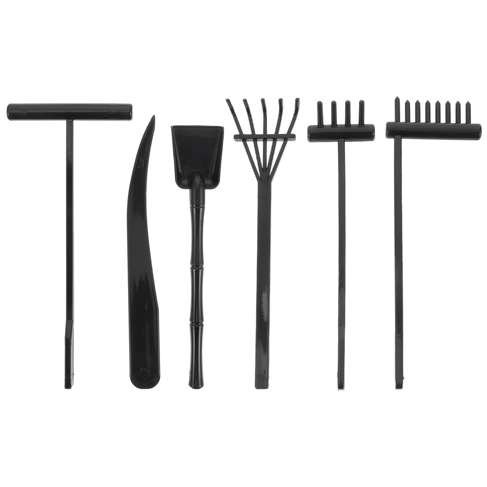 NUOBESTY Mini Garden Rake Set 6Pcs Lightweight Sand Push Tools for Table and Desktop Decor