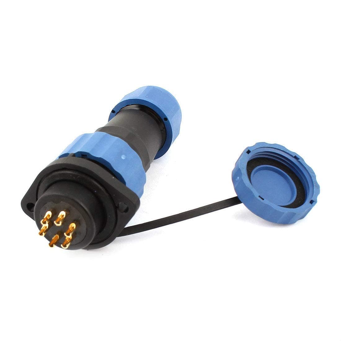 Dustproof Aviation Plug Socket SD13 6 Pin Two Hole Flange Plastic Cable Connector