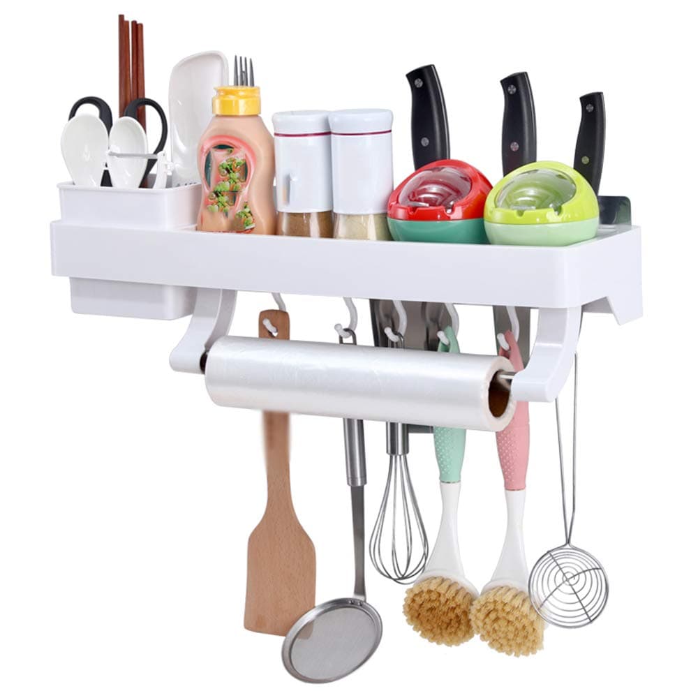 Wall-Mounted Kitchen Racks Without Punch Multi-Function Knife Holder Space-Saving Supplies Seasoning Storage Rack