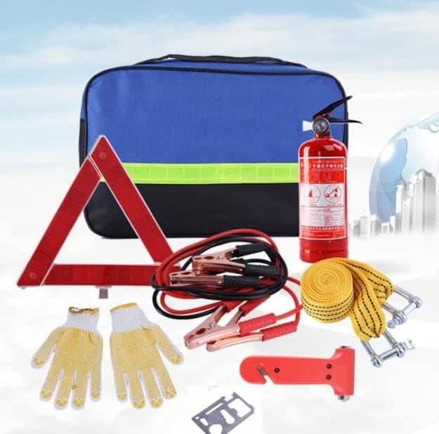 NYTRYD Emergency Car Kit Tool Multi Function FirstAid Rescue Fire Extinguisher Triangle Warning Set Emergency Equipment Vehicle Car Truck Auto Accident Car Rescue Self Rescue Emergency Tool (7 Pcs+1 Storage bag)