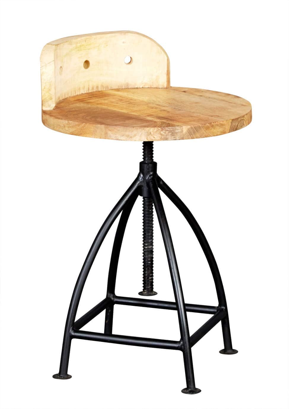 Home SourceIndustrial Rustic Solid Wood Dining Chair Reclaimed Metal, Medium Oak, Adjustable