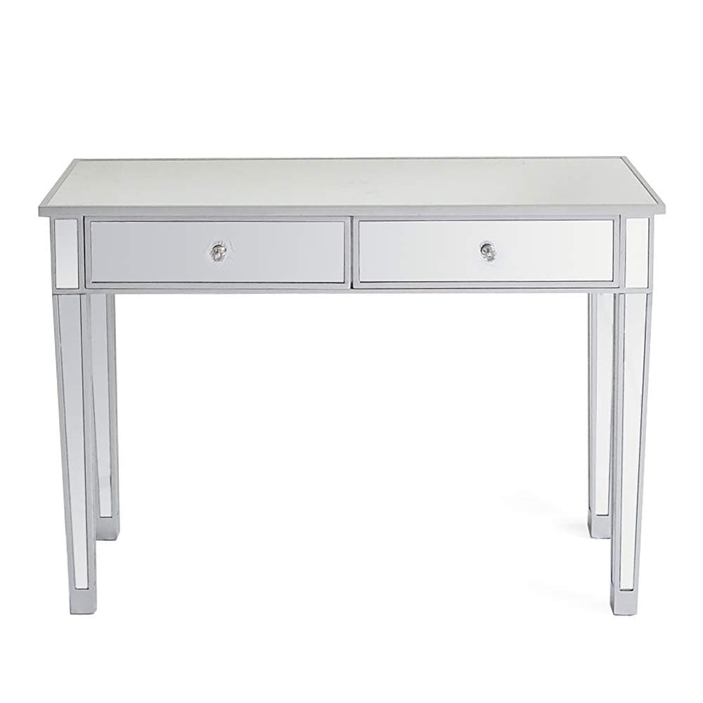 Mirrored Console Table,Mirrored Makeup Vanity Table Desk, Media Console Table for Women Home Office Writing Desk Smooth Finish (2Drawers)