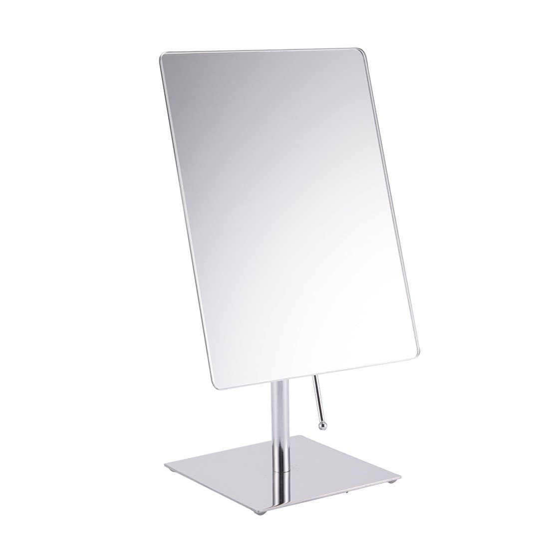 Makeup Mirror Rectangular Tabletop 9" Adjustable Portable Polished Chrome Finished Vanity Modern Desktop Standing Mirror for Bedroom Bathroom Traveling