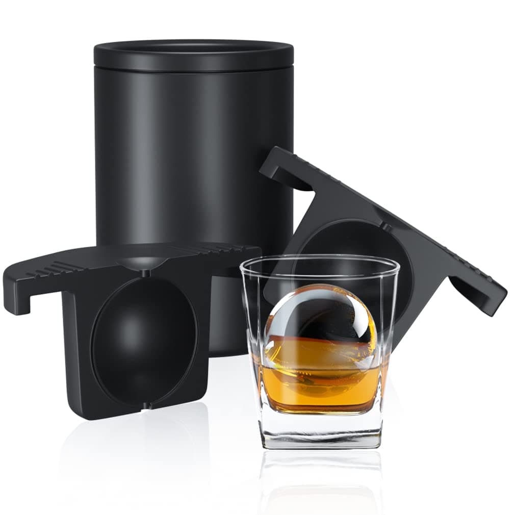 TINANA Clear Ice Ball Maker - 2.5" Sphere Ice Cube Tray for Whiskey, Cocktails & Bourbon - Large Crystal Maker - Gifts for Men