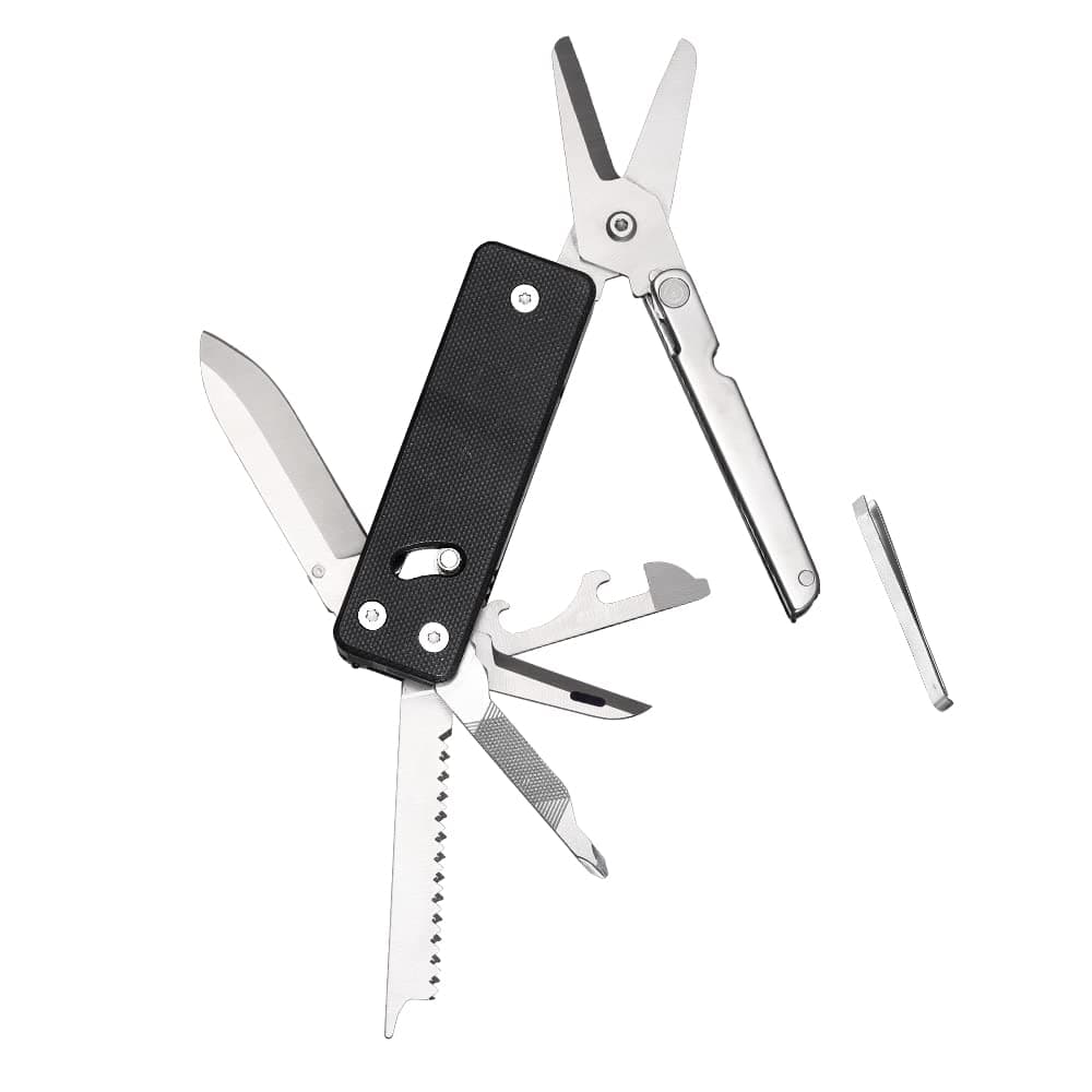 ROXON KS2 Elite D2 Blade 13 in 1 Mini Multi Tool function pocket knife with big scissor, G10 handle and Pocket clip, good for Camping/Backpacking/Emergencies/EDC Multitool (D2 Steel Blade)