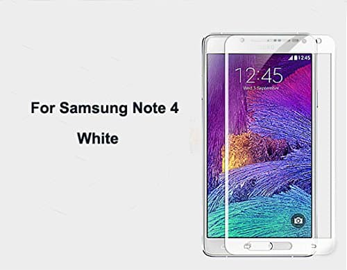 Note 4 Colored Screen Protector[Full Coverage],Aikice™ 0.26mm 2.5D White Color Tempered Glass Screen Protector 9H Hardness for Samsung Galaxy Note 4