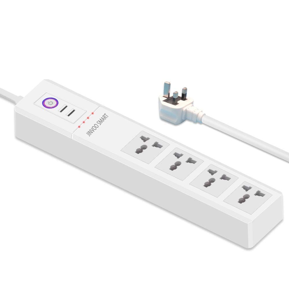ZigBee Extension Lead Smart Power Strip 16A Surge Protector Socket 4AC+2USB Compatible with Amazon Alexa and Google Assistant, Support Voice/APP Control, Timing Schedule, Overload Protection