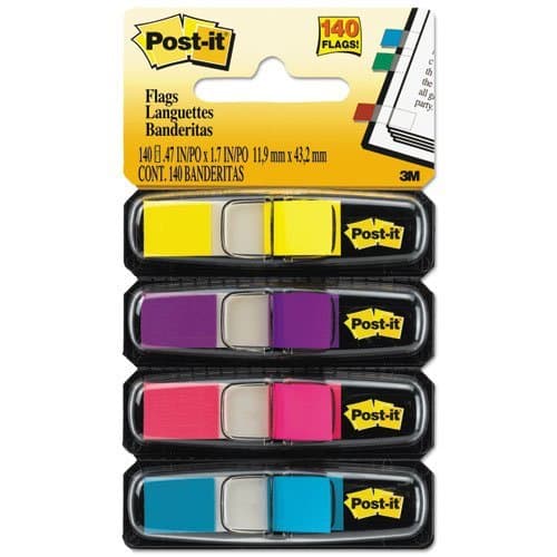 Post-it 6834AB Self-Stick Small Flags, 1/2-Inch x1-3/4-Inch, 140/PK, Bright Colors