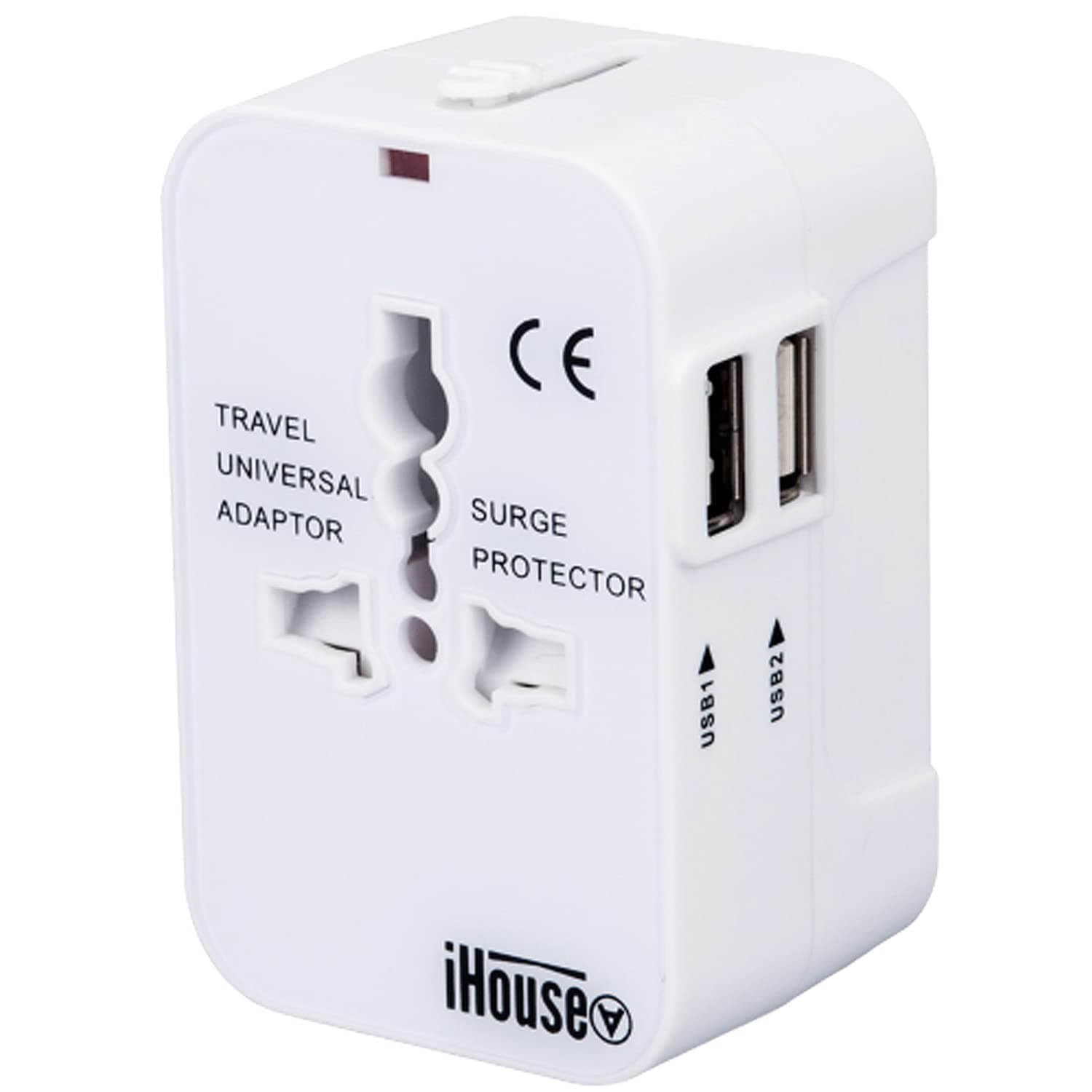 iHouse all Overseas Conversion Plug 2USB Ports Multi Adapter Compatible with A/O/BF/C Supports Worldwide Travel Charger METI Approved Regular Warranty 1 Year (White)