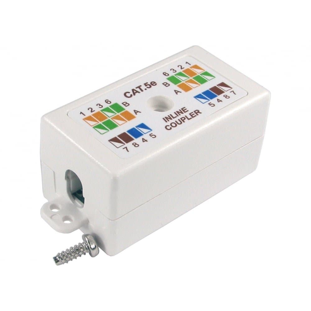 RJ45 Cat5e Inline Punchdown Krone Coupler Cable Network Ethernet Joiner WHITE