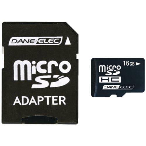 Dane-Elec 16 GB Class 2 microSDHC Flash Memory Card with SD Adapter DA-2IN1-16G-R