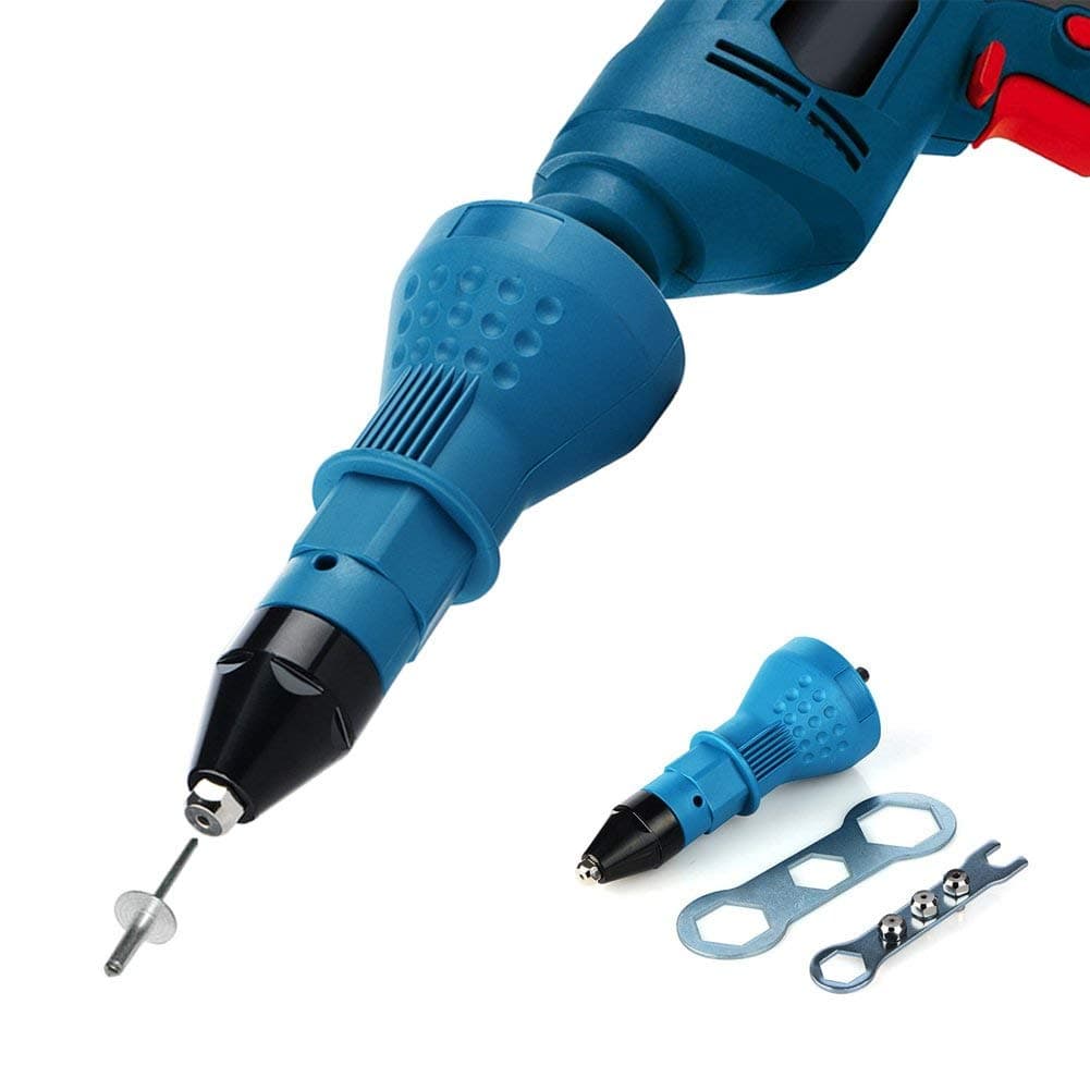Riveter Adapter,Electric Rivet Nut,Rivet Attachment Cordless Drill Rivet Gun Electric Drill Tool Kit with 3pcs Convertible Head Insert Nut Hand Power Tool Accessories