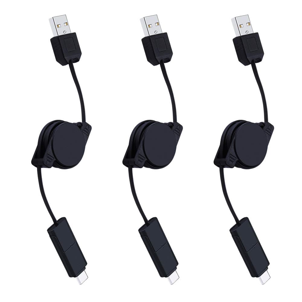 Retractable USB Cable, Sixsim 3Pack 3.3FT 2 in 1 Cable, Micro USB and Type C Charger Cable for Android,Samsung Galaxy S21 Ultra S20 FE 5G S10e S10 S9 S8 A80 A72 A52 Note20 Ultra,LG V60 G8 ThinQ G6 V30