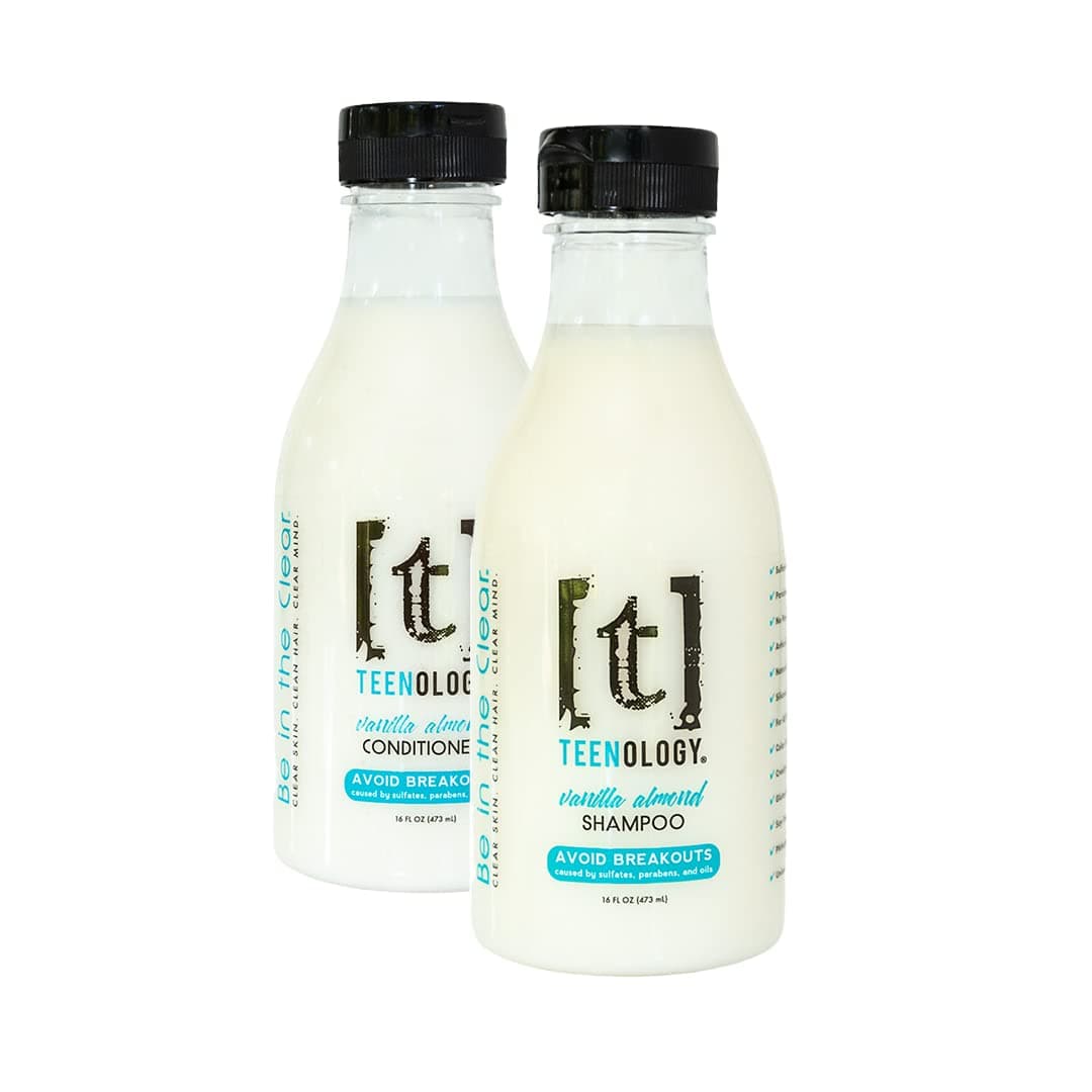 Shampoo and Conditioner Bundle (Save 5%) - Helps with Acne and Breakouts - Sulfate and Paraben Free, Noncomedogenic, Natural Botanical Extracts, Vanilla Almond - 16 oz.