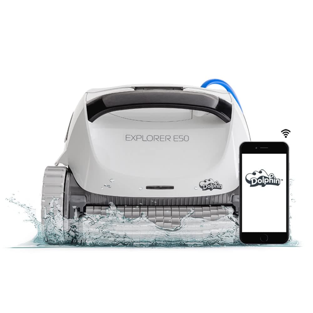Dolphin (2024 Model) Explorer E50 Wi-Fi Automatic Robotic Pool Vacuum Cleaner, Waterline Scrubber Brush, Ideal for All Pool Up to 50 Feet in Length