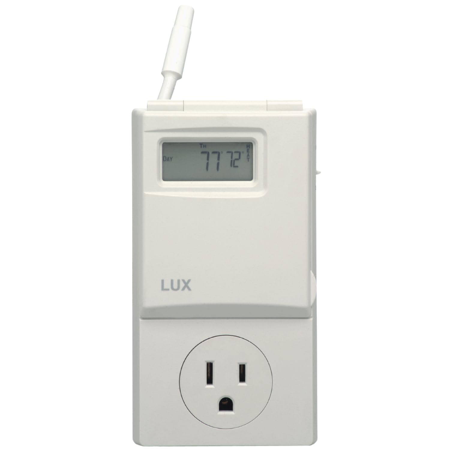 Lux WIN100 Programmable 5-2 Day Thermostat; Plug-in Line Voltage; Batteries Included