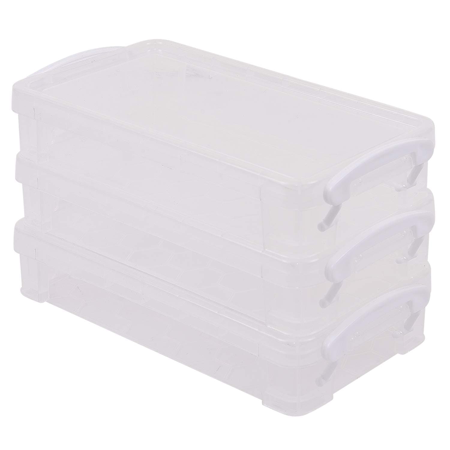 Now & Zen Multipurpose and Stackable Small Plastic Storage Container Boxes with Buckle Safety Lock for Arts, Crafts & Stationary - 500 ML (White)