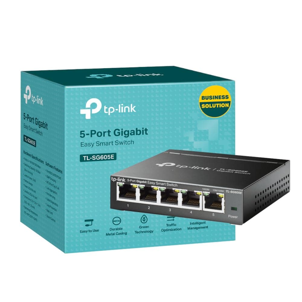 TP-Link TL-SG605E Managed Network Switch, 5-port Ethernet Splitter, Gigabit High-speed Ethernet Switch, Plug & Play, Metal Case, Centralized Cloud Management, Power Saving, Desktop or Wall Mount