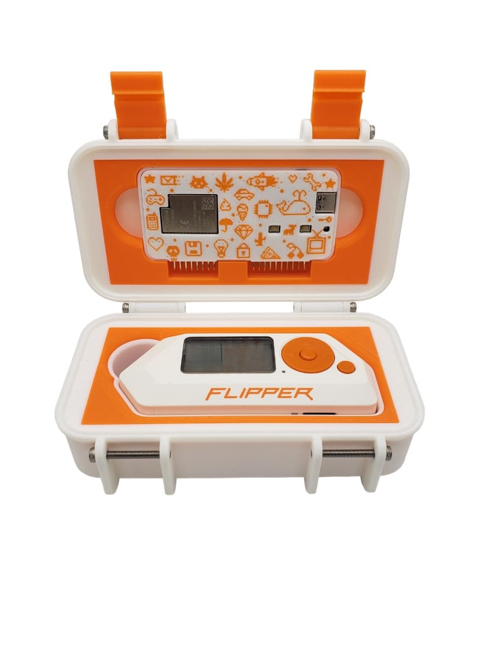 Flipper Zero Box Art Case with WiFi Devboard Adapter - Strong Pelican Style 3D Printed Box with Fitted Adapters