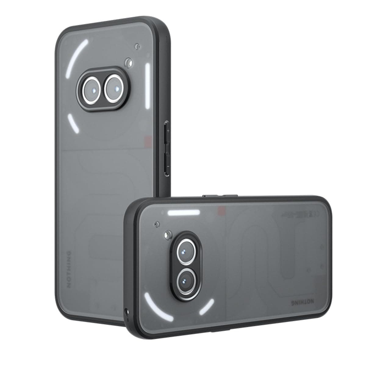 for Nothing Phone (2a) 6.7" Shockproof Bumper Case, Full Lens Protection Ultra-Thin Frosted Military Grade Drop Proof Silicone Phone Cover for Nothing Phone 2A - Translucent Black