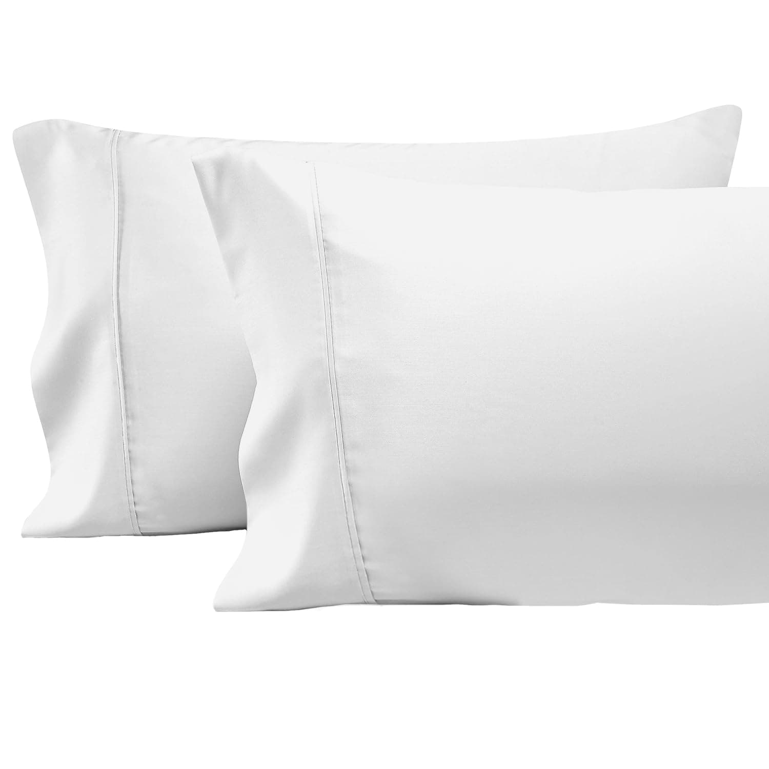 400 Thread Count Cotton King Size Pillow Cases Set of 2 White, 100% Long Staple Cotton King Pillow Cases, Soft Satin Pillowcase King Size with Stylish 4 inch Hem (Cotton Cooling Pillow Cases)