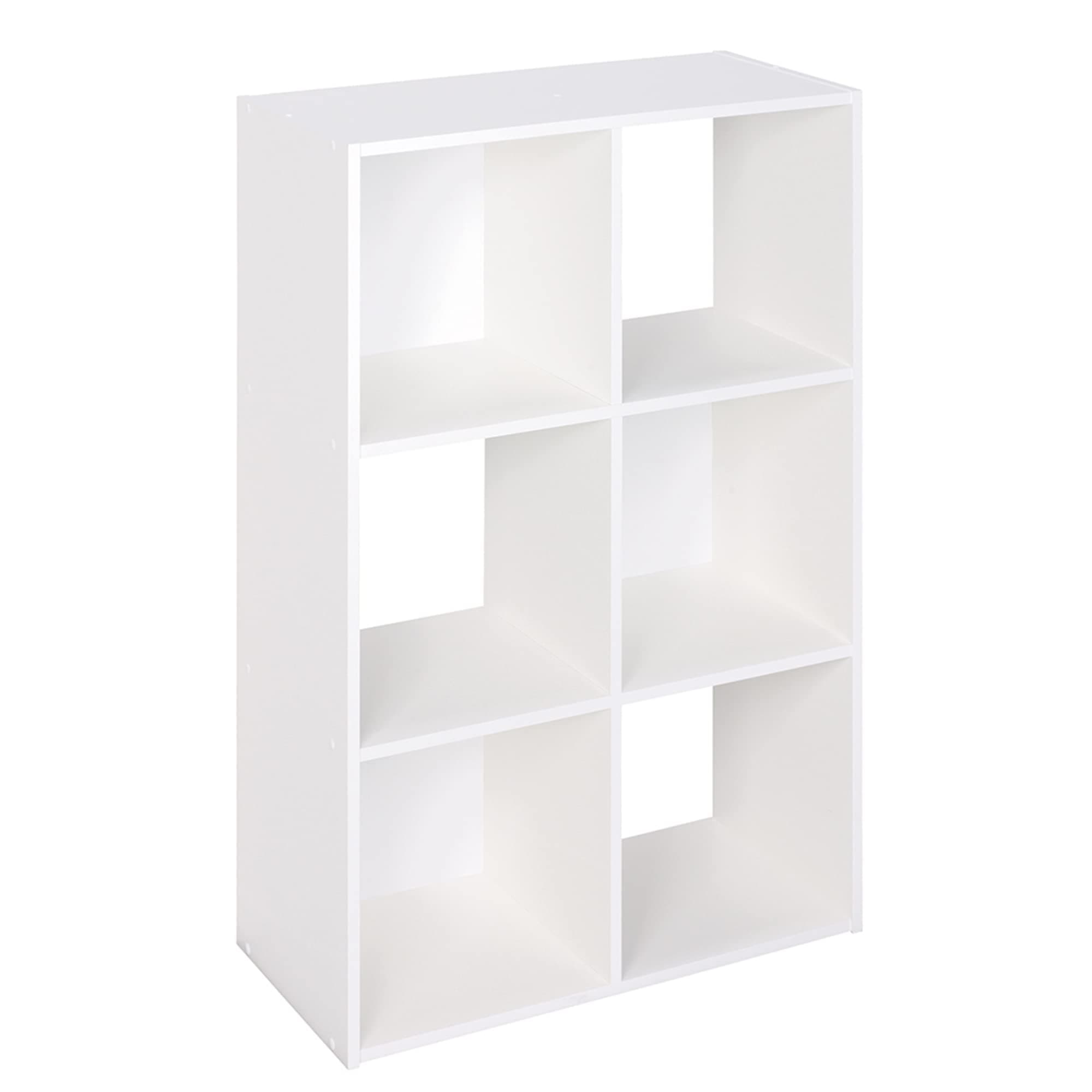 Cubeicals 6 Cube Storage Shelf Organizer Bookshelf, Stackable, Vertical or Horizontal, Easy Assembly, Wood, White Finish