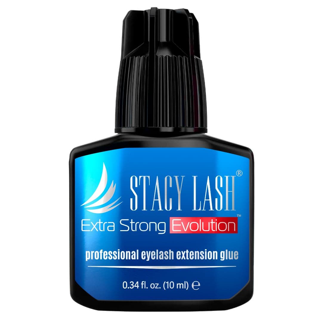 EXTRA STRONG EVOLUTION 10 ml Eyelash Extension Glue Stacy Lash / 1-2 Sec Drying time/Retention – 8 weeks/Maximum Bonding/Professional Use Only Black Adhesive/Semi-Permanent Extensions Supplies