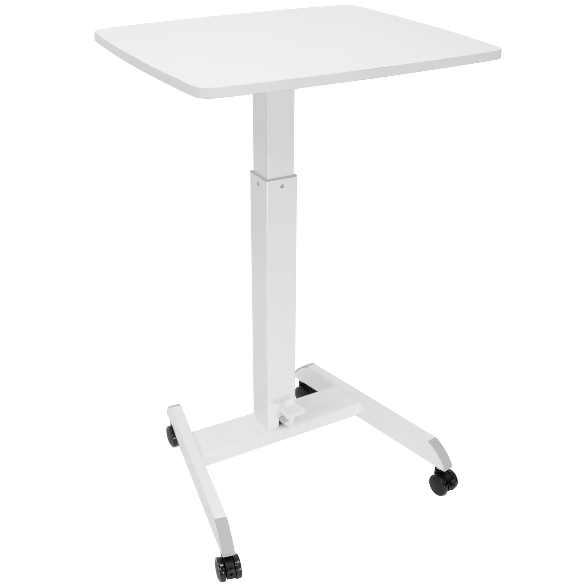 Mount-It! Mobile Standing Desk, Small Rolling Desk, Adjustable Rolling Desk Height up to 44", Standing Desk Laptop Cart 23.6" x 20.5", Computer Workstation Laptop Cart with Wheels in White