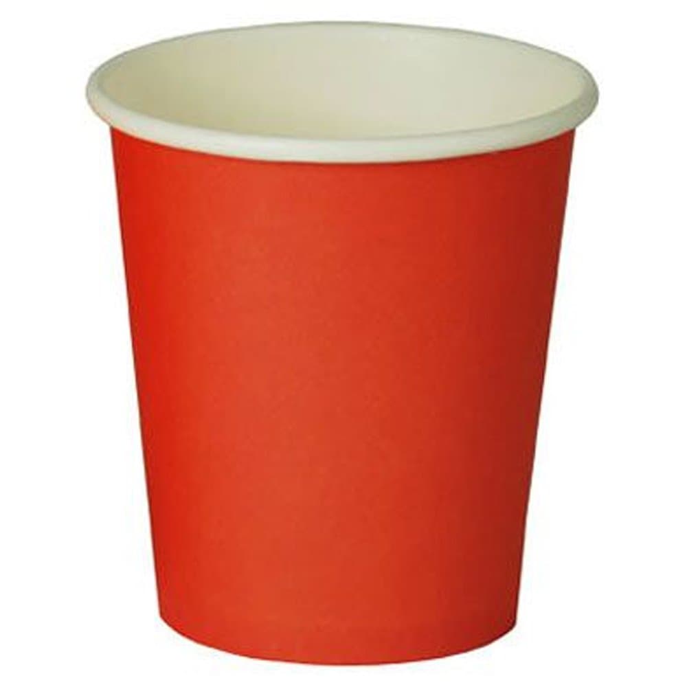 8oz Traffic Light Single Wall Drinks School Learning Paper Cups - Red - Pack of 200