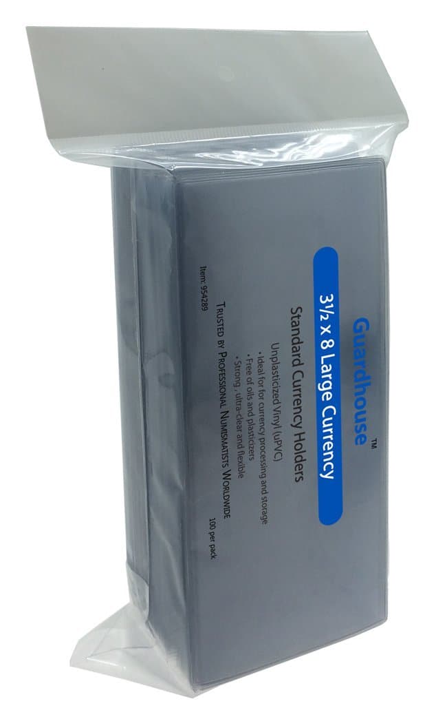 Guardhouse Currency Sleeves for Large Banknotes 100 Pack