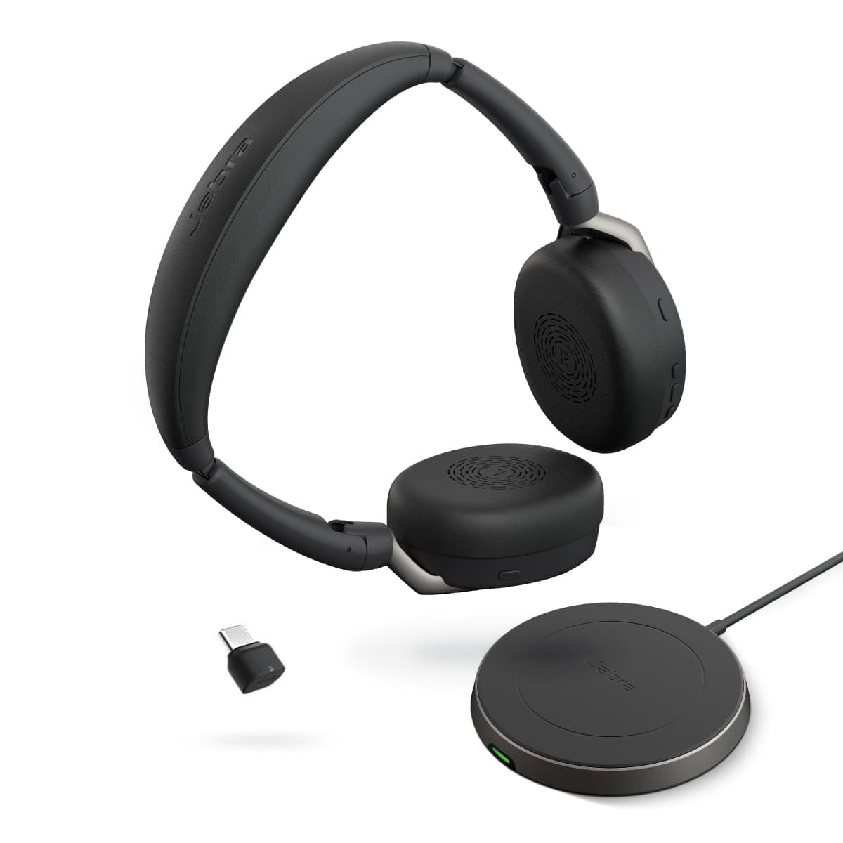 Evolve2 65 Flex Stereo Headset with Bluetooth, Wireless Charging Pad - Noise-Cancelling ClearVoice Technology & Hybrid Active Noise Cancellation - Works with Leading UC Platforms - Black