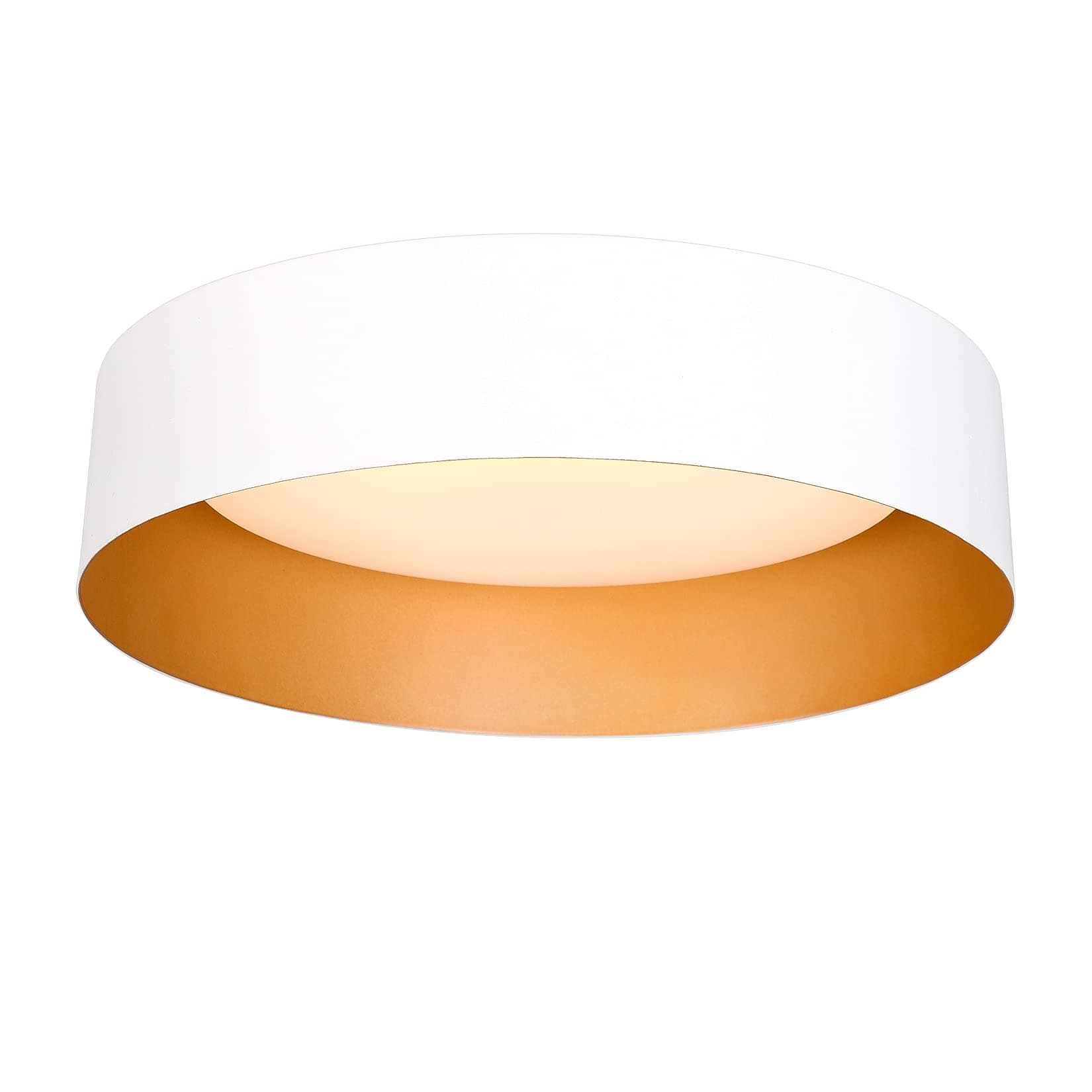 Bargeni LED Ceiling Light Fixture,12.5 inch Flush Mount Light Fixture,Matte White with Gold Inside,Dimmable 3000K/Warm White/18W(100w Equiv.)