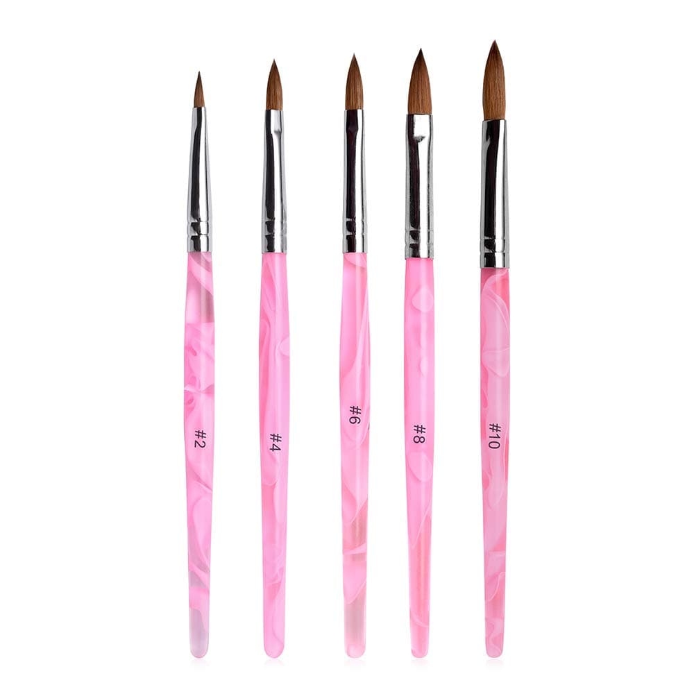 Rolabling 5pcs/set 2#/4#/6#/8#/10# Kolinsky Sable Brush Acrylic Nail Art Builder Brush Nail Art Painting Brush (Set-1)