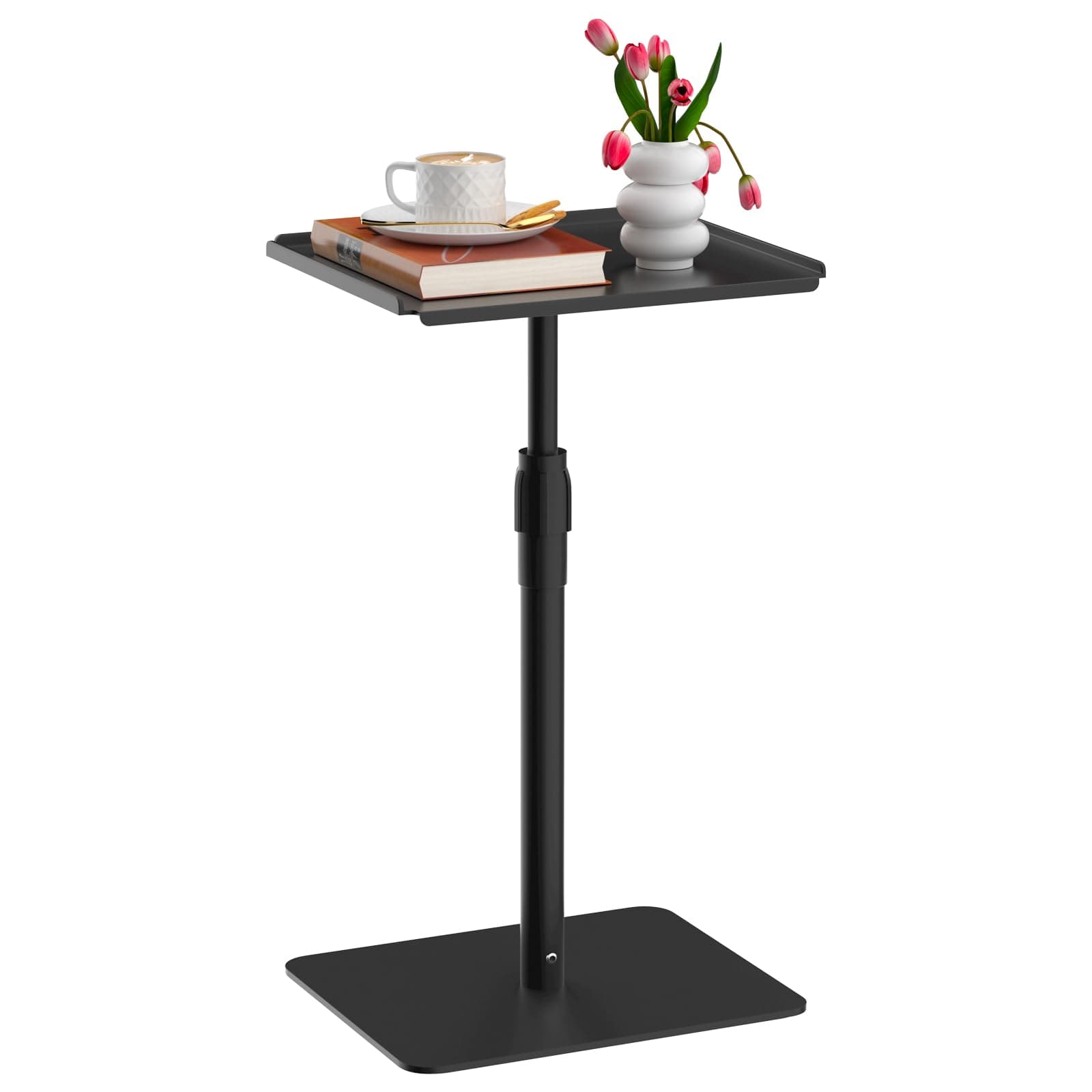 Adjustable Side/End Table - Metal Coffee Table Small Sofa Side Table Indoor Nightstand Furniture for Living Room, Dorm, Home Office, and Bedroom - Black