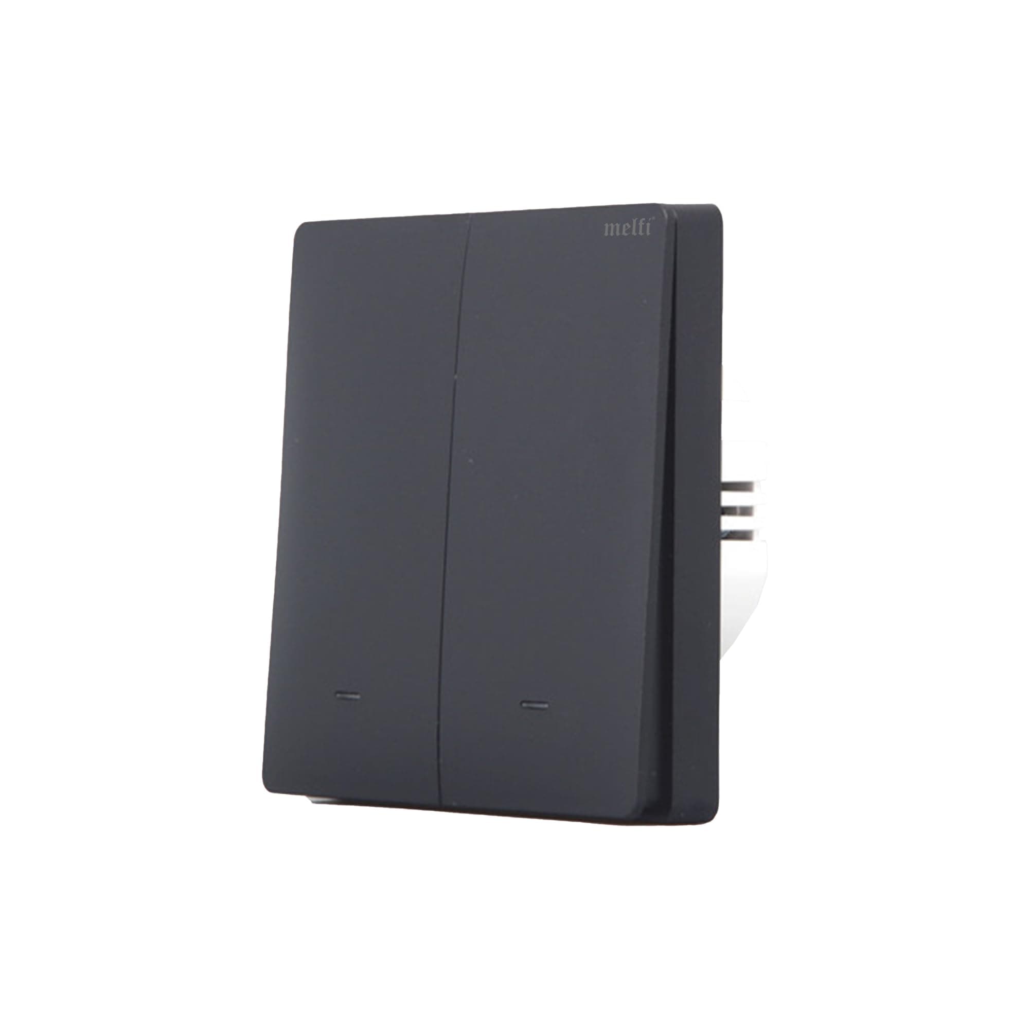 Melfi Smart Home WiFi Switch, With/Without Neutral, Multi-Control, Indicator Light, Relay Status & Backlight, Convenient Home Automation Control Compatible with Alexa, Google Home (2 Gang, Black)